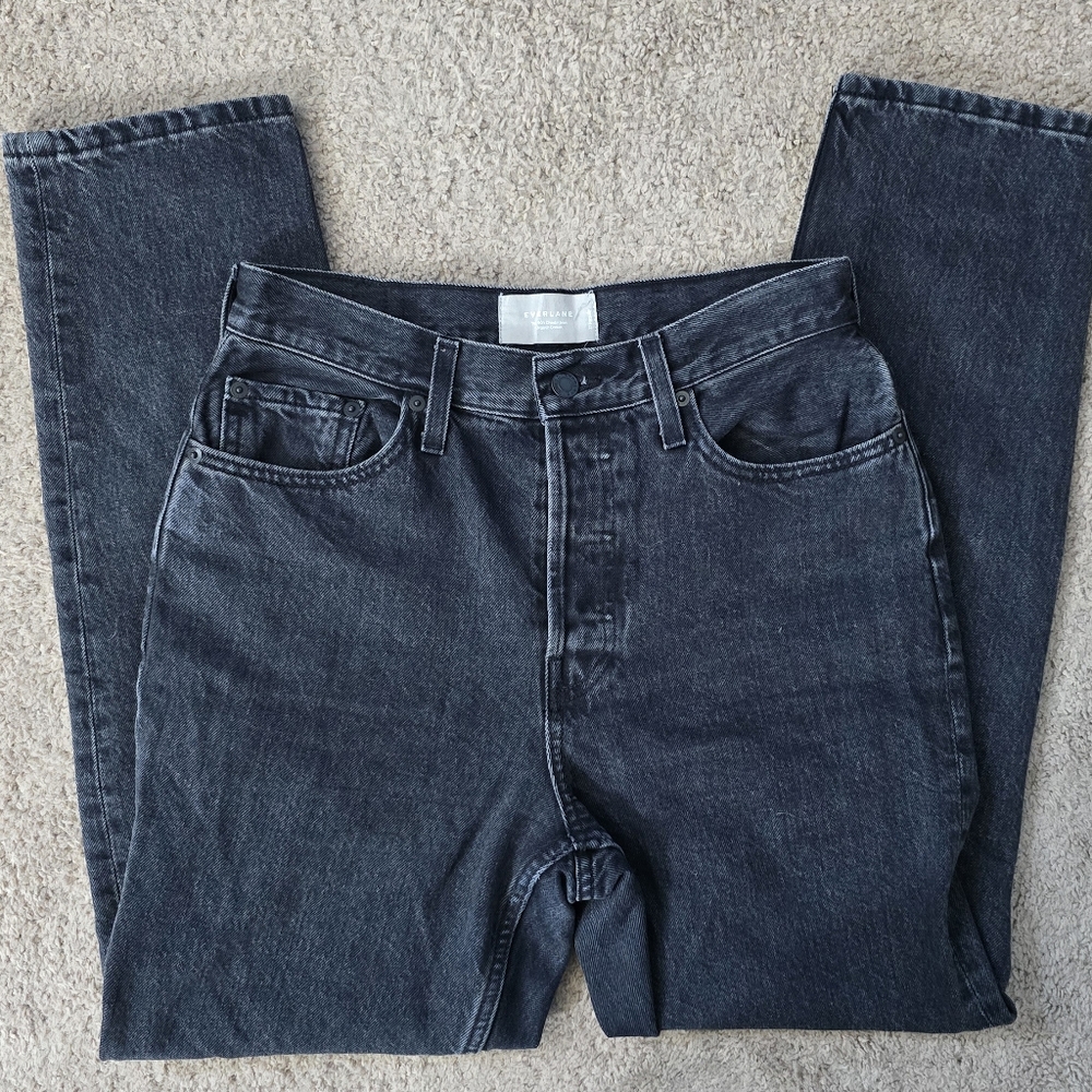 Everlane The 90's Cheeky Jeans Denim Faded Black Straight Leg High Rise Sz 27